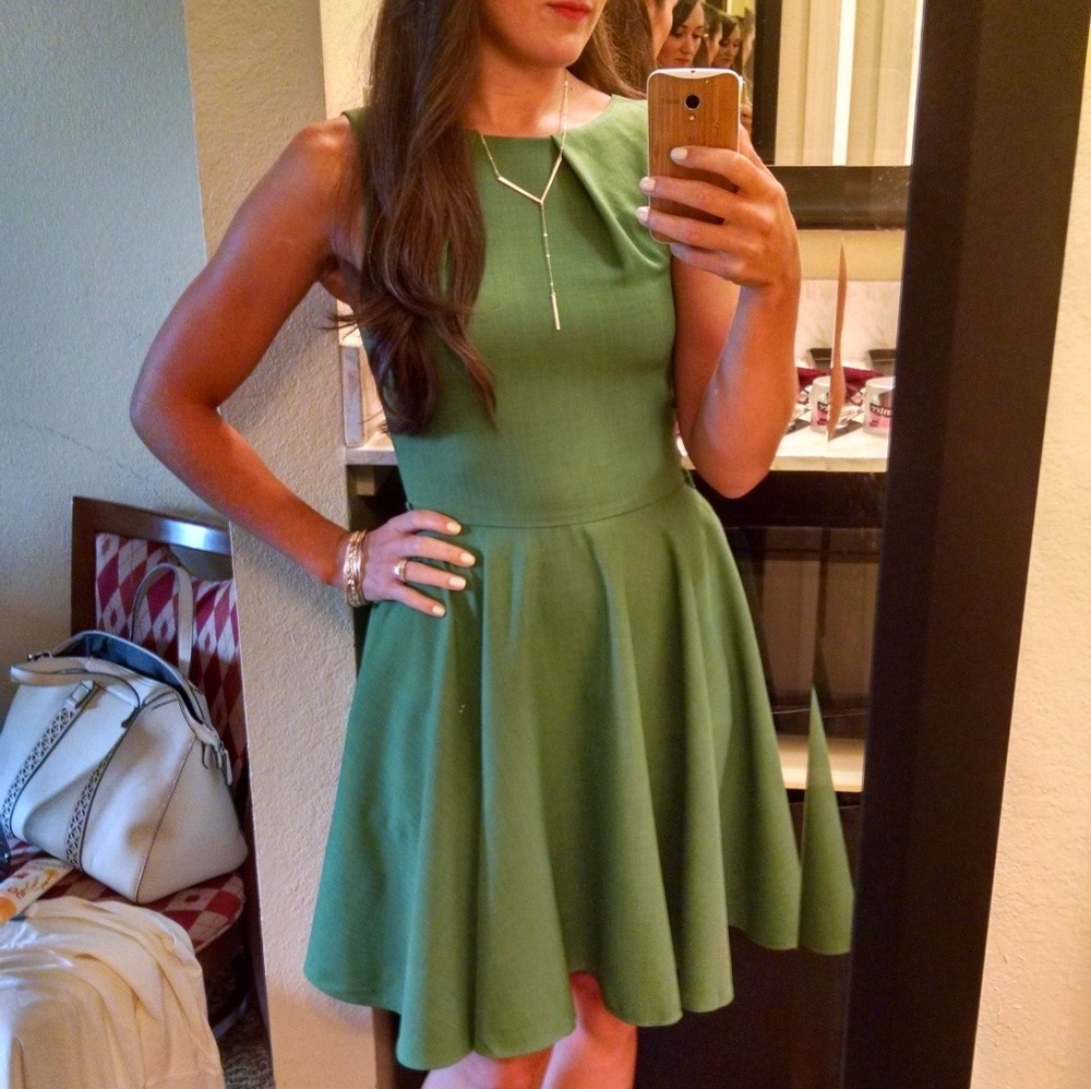 Green fit to flair dress
